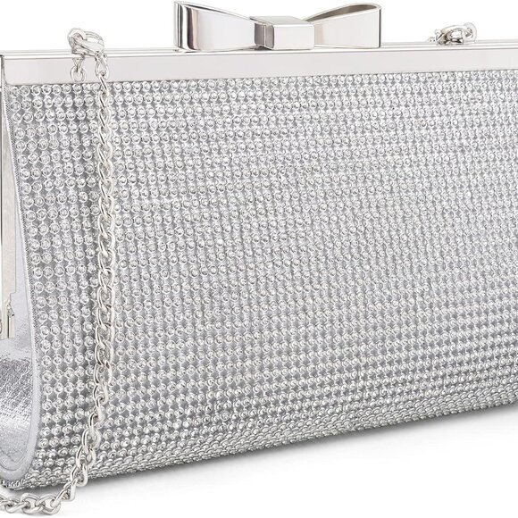 Evening Clutch Bag Cocktail Prom Sparkly Rhinestone Crystal Bride and Bridesmaid - Picture 1 of 9